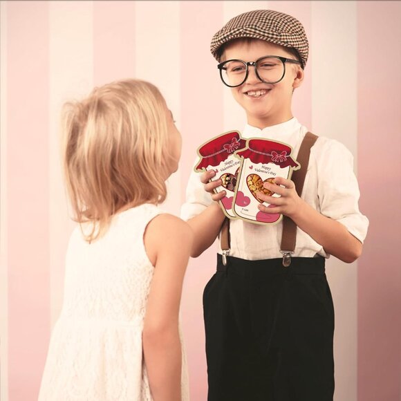 Valentines Day Cards for Kids School - 50 Pack Mason Jar Happy Valentine's Day C - Picture 8 of 8